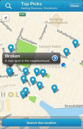 Foursquare location tracking on a map via iPhone