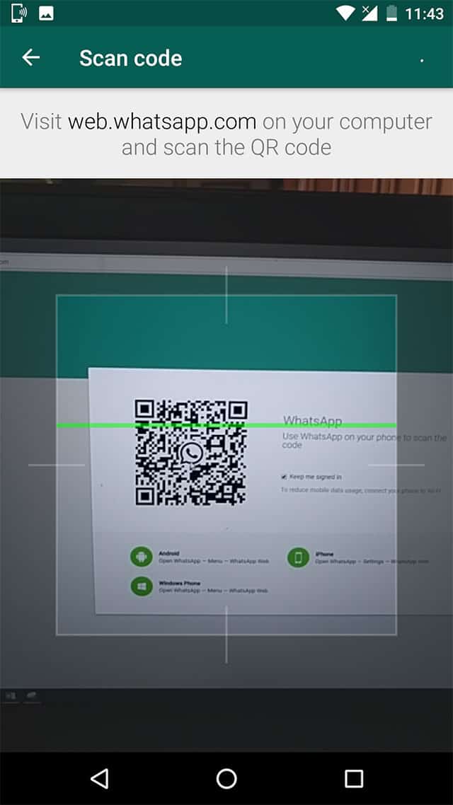 how to use whatsapp on phone to scan code